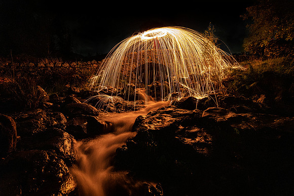 Lake lightpaint bridge