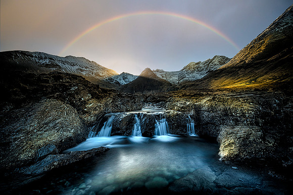 Fairy falls sunrise skye rainbow